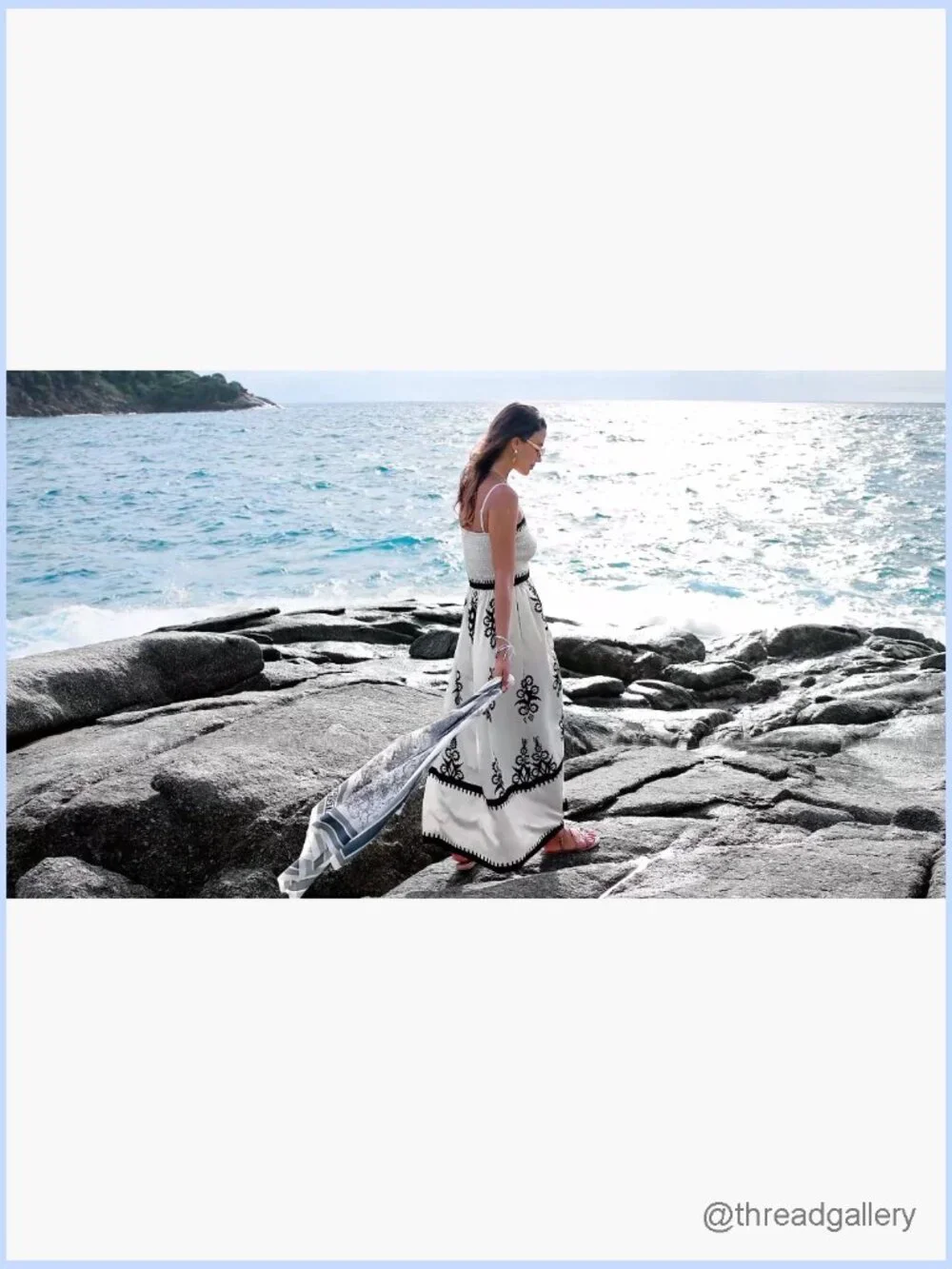 Women's Floral Maxi Dress Spaghetti Strap Smocked A-Line Sundress - Picture 7 of 7